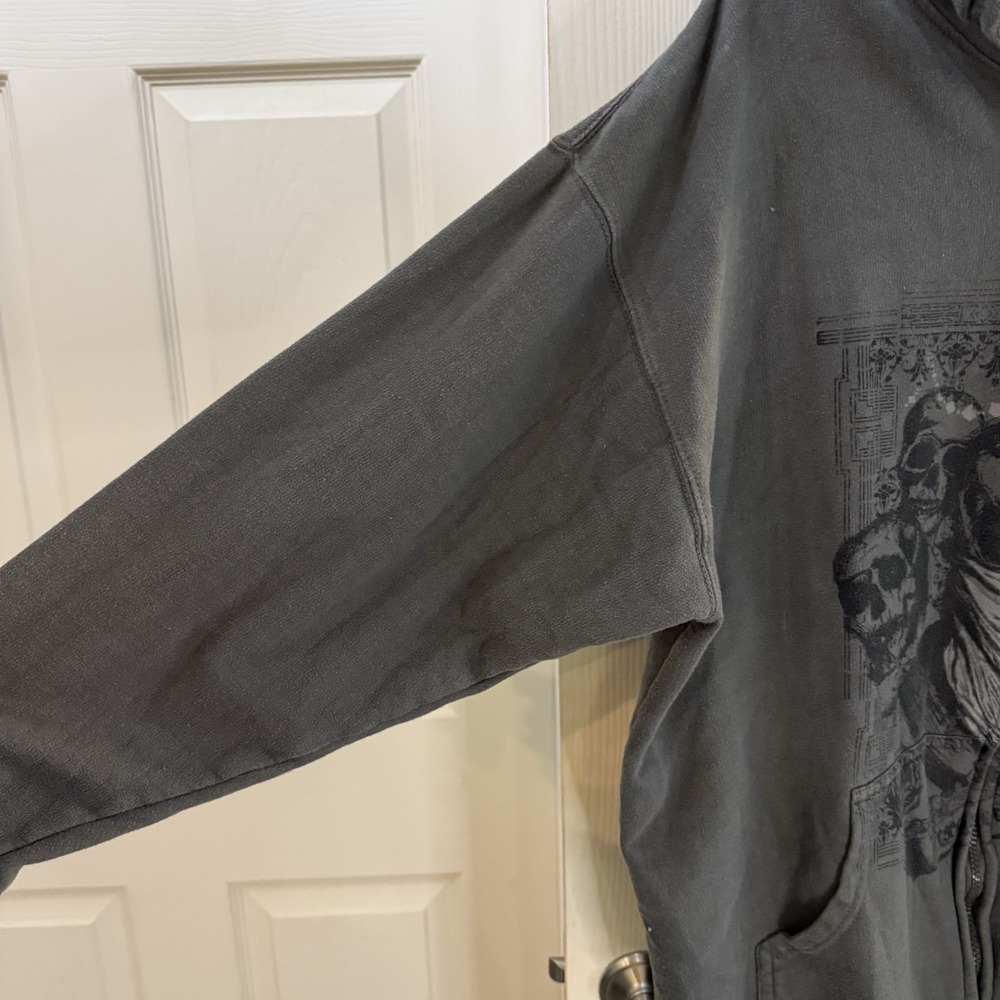 Mad‎ Engine Men's Zip Up Hoodie Skeleton Goth Grunge Skater XL - Picture 4 of 16
